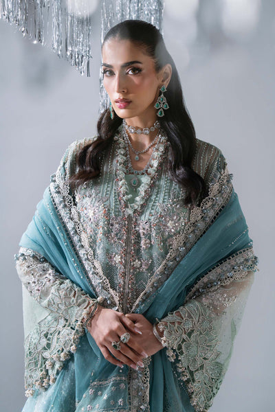 BD-3107 Aqua & Sea Green Embroidered Organza Suit