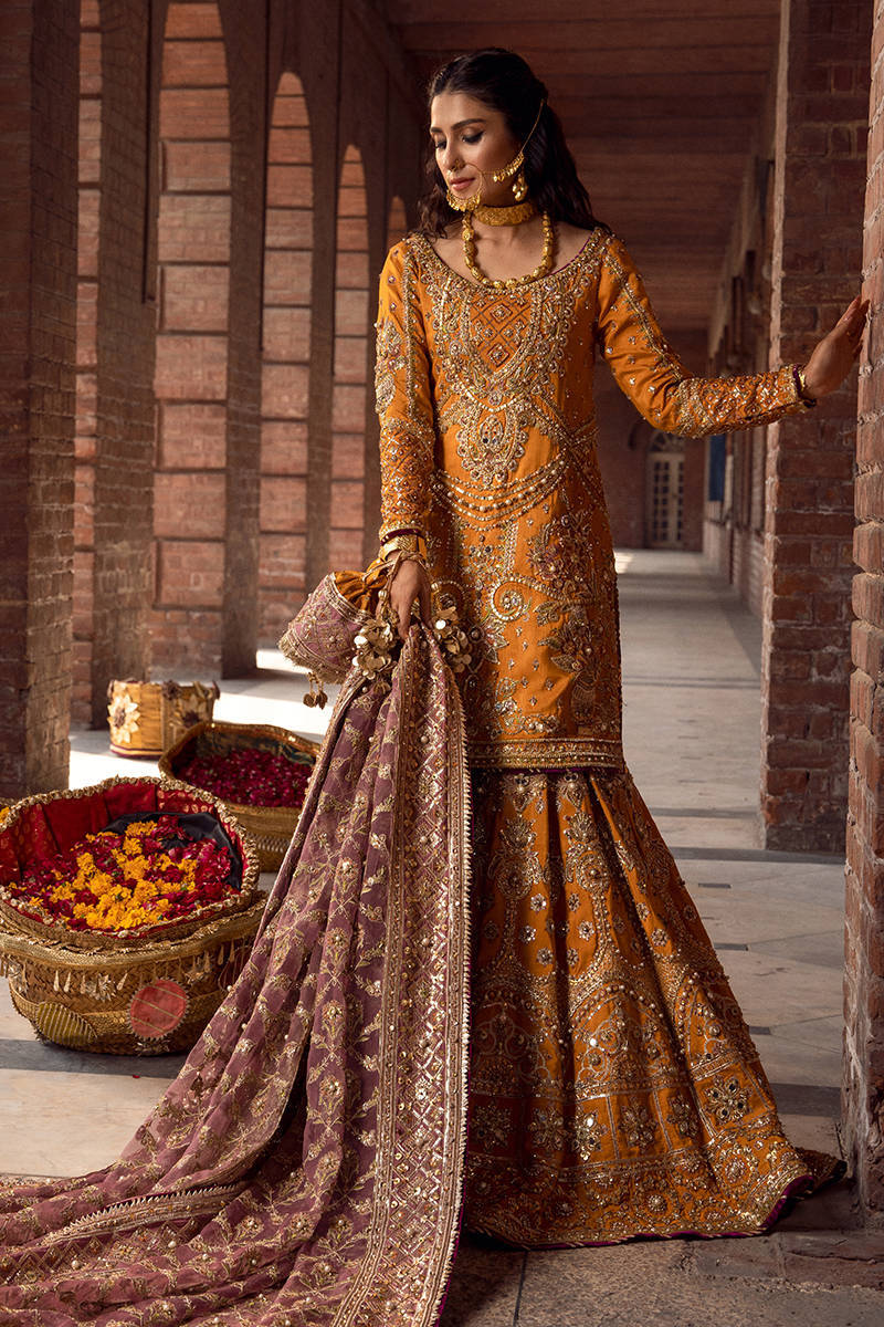 Bridal Yellow Lehenga Sharara Pakistani Wedding Dresses – UY