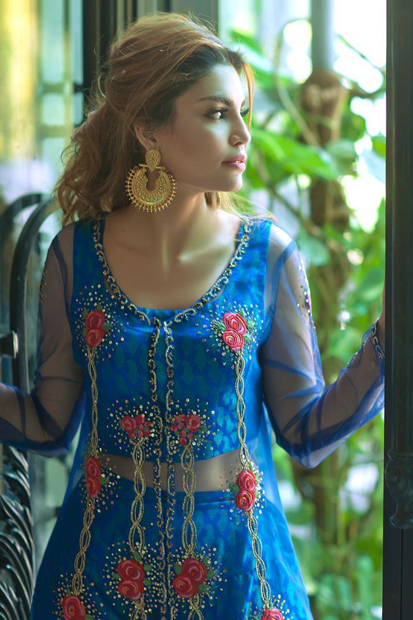 Blue rose with lehenga