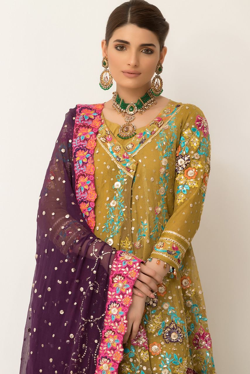 Gota work mehndi outlet dresses