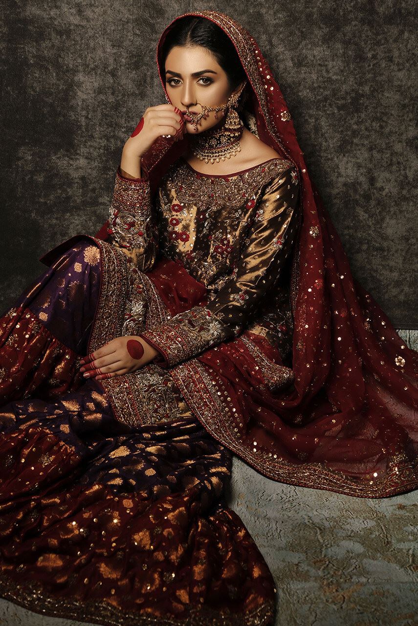 Pakistani Bridal Dress in Red Lehenga and Choli Style