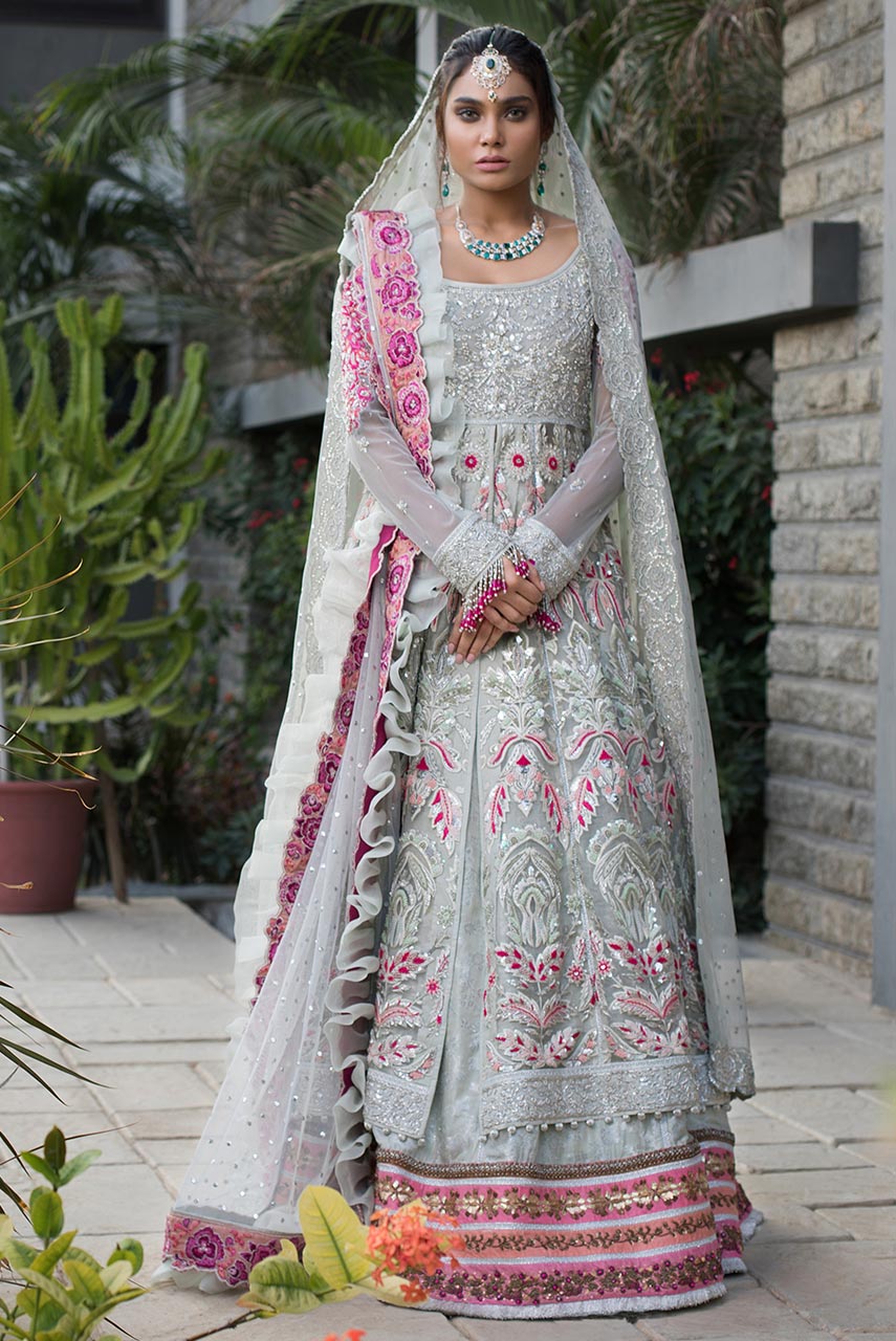 Pakistani Bridal Dress in Gown and Dupatta Style