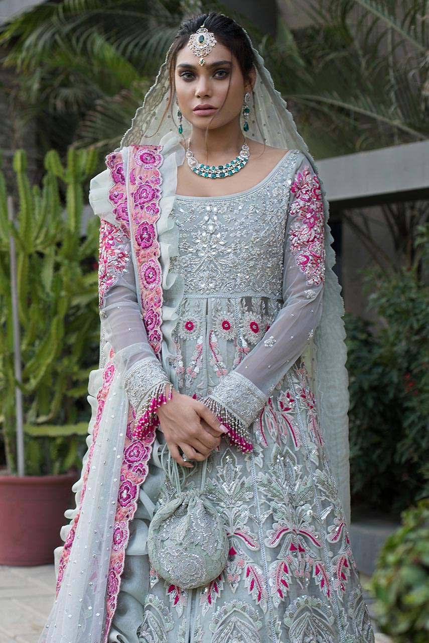 Pakistani Bridal Dress in Gown and Dupatta Style