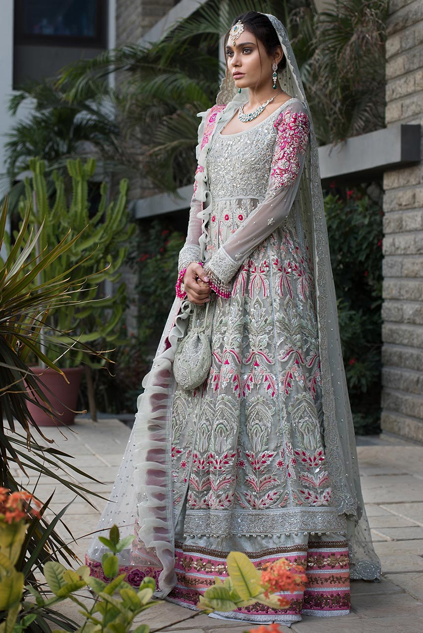 Pakistani Bridal Dress in Gown and Dupatta Style