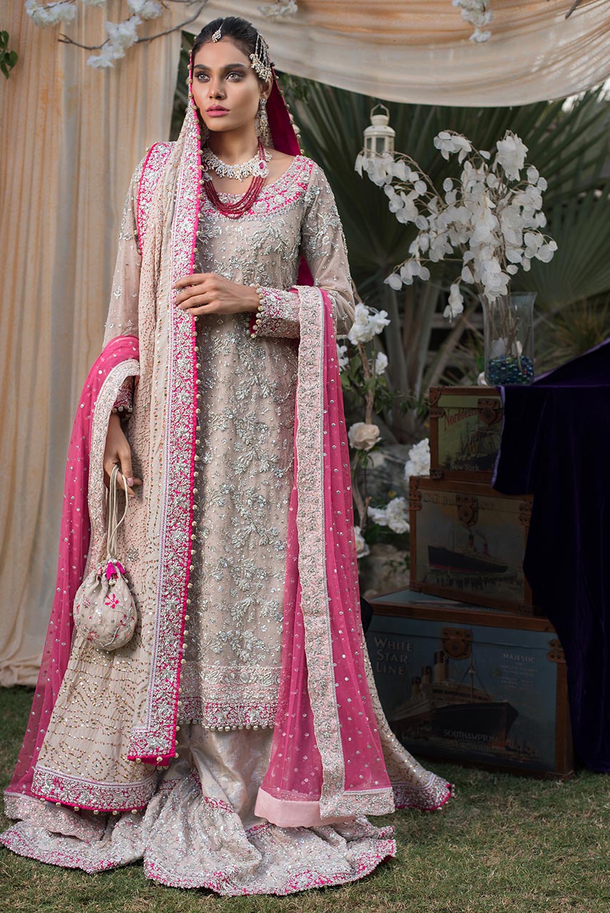 Pakistani Bridal Dress in Shirt and Lehenga Style