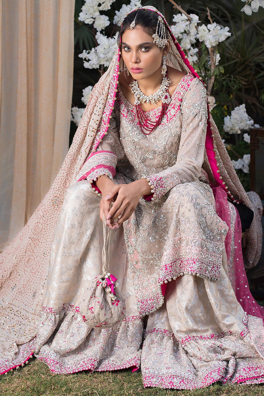 Pakistani Bridal Dress in Shirt and Lehenga Style