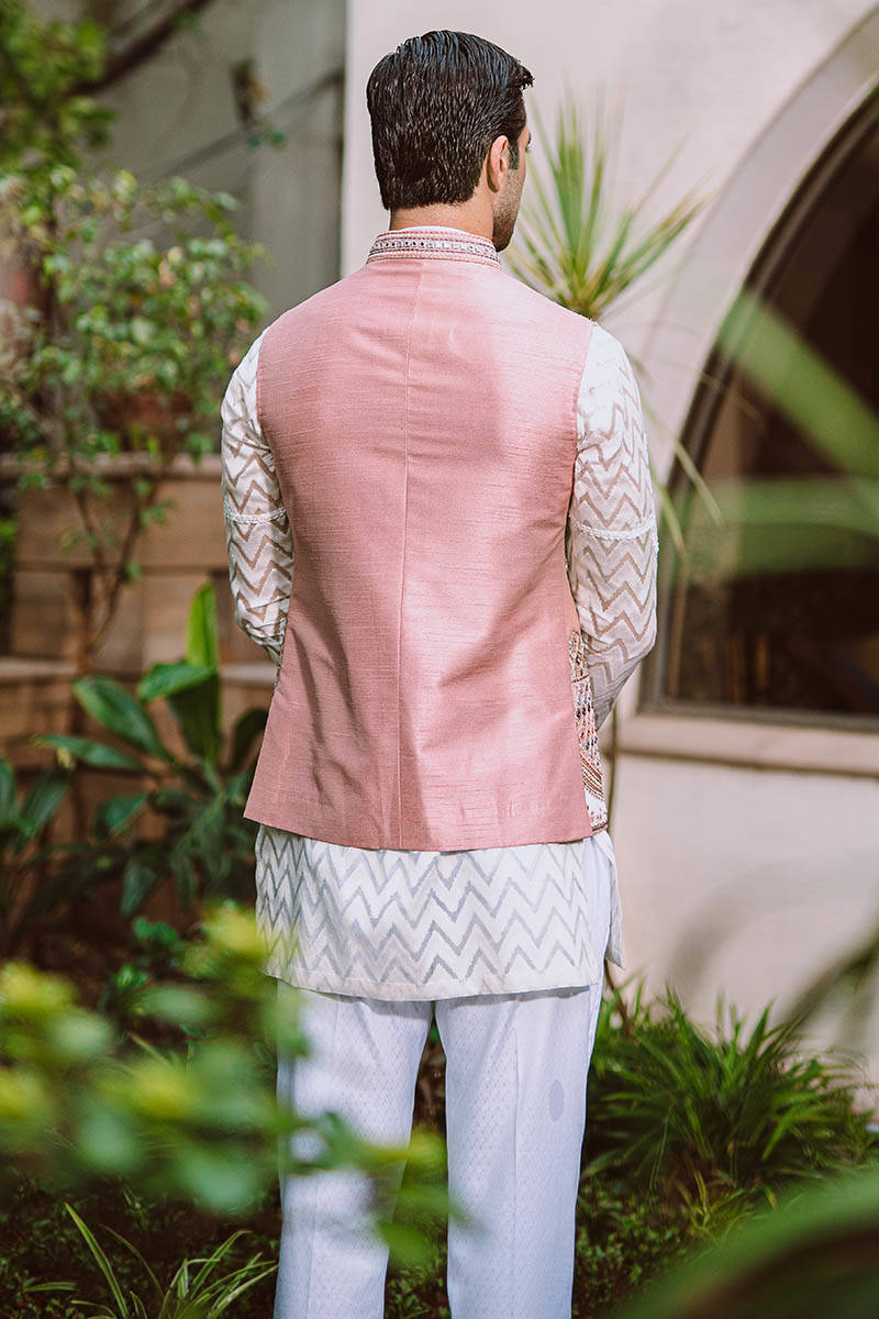 baby pink waistcoat for men