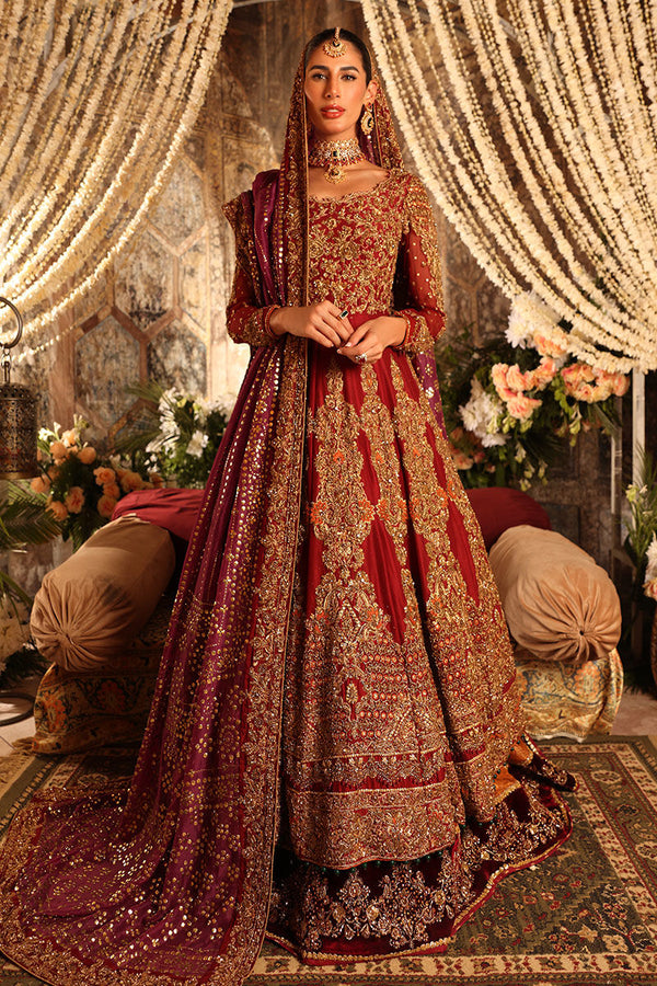 Maroon Red Pishwas and Lehenga Pakistani Bridal Dress