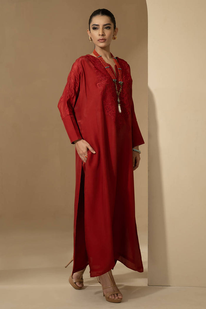 Rust silk with pants