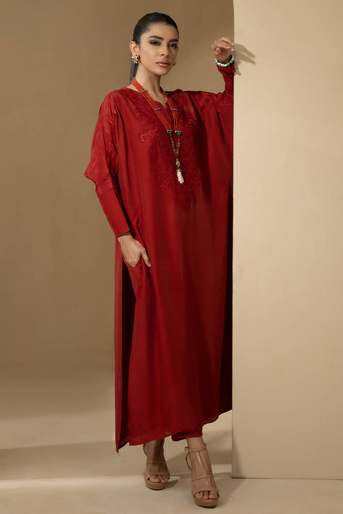 Rust silk with pants