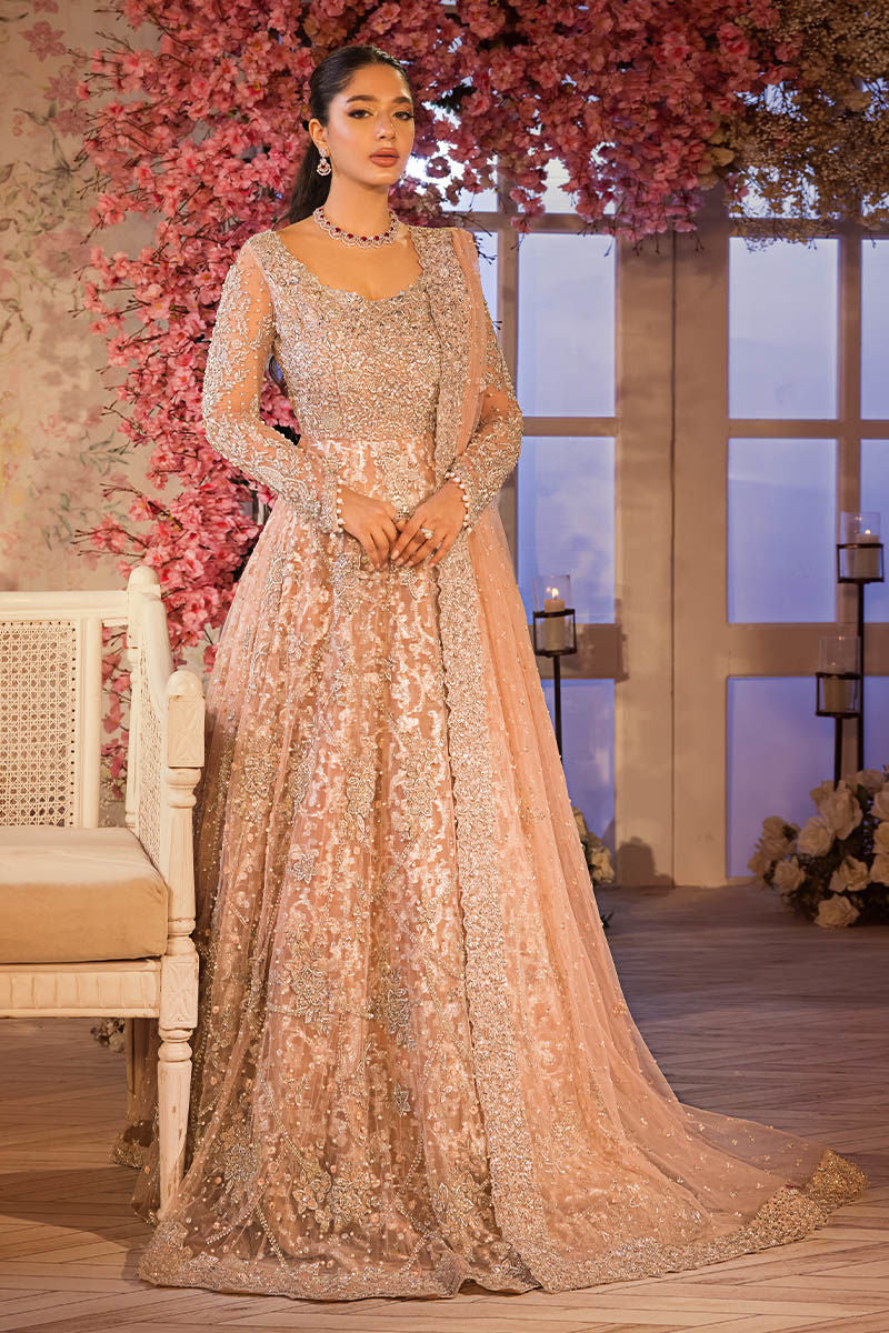 Gold Peach Pakistani Bridal Dress