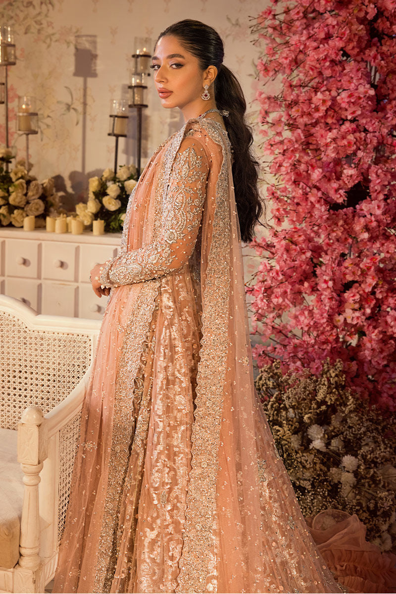 Gold Peach Pakistani Bridal Dress