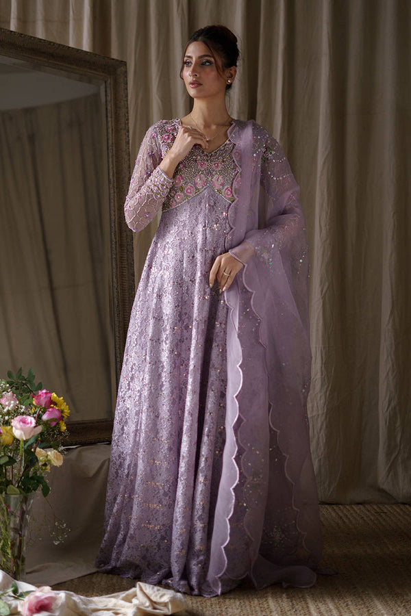 Lilac Lace Pishwas With Dupatta