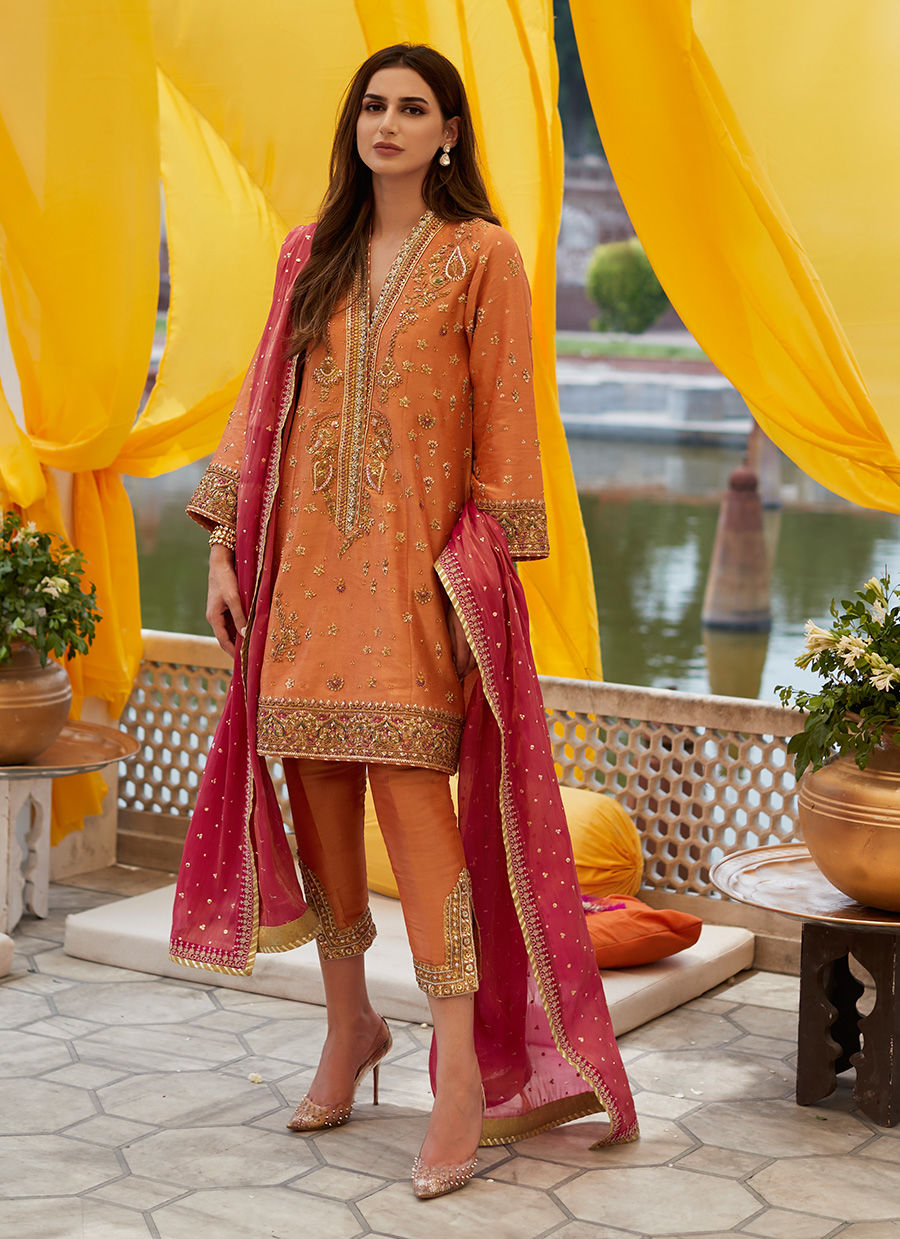 ZAHRA CORAL A LINE KURTA