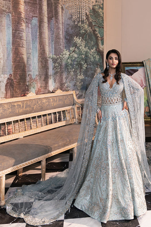 knee length dresses for ladies Heavily Embellished Designer Indian Chiffon Maxi Dress for Bride – Nameera  by Farooq