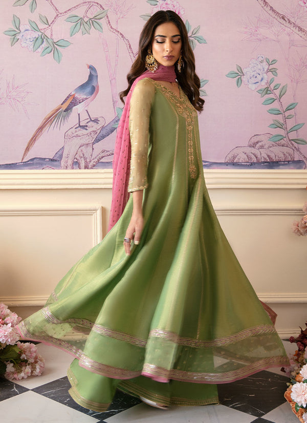 ANISA APPLE GREEN KALIDAAR AND DUPATTA