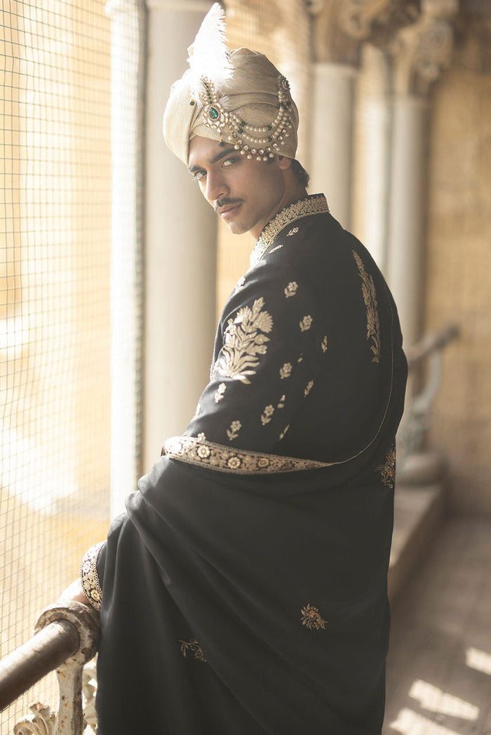 Jai – Black Front-Open Sherwani Set