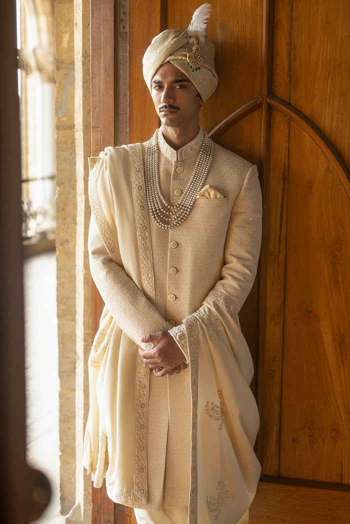 Icru – Ivory Textured Sherwani