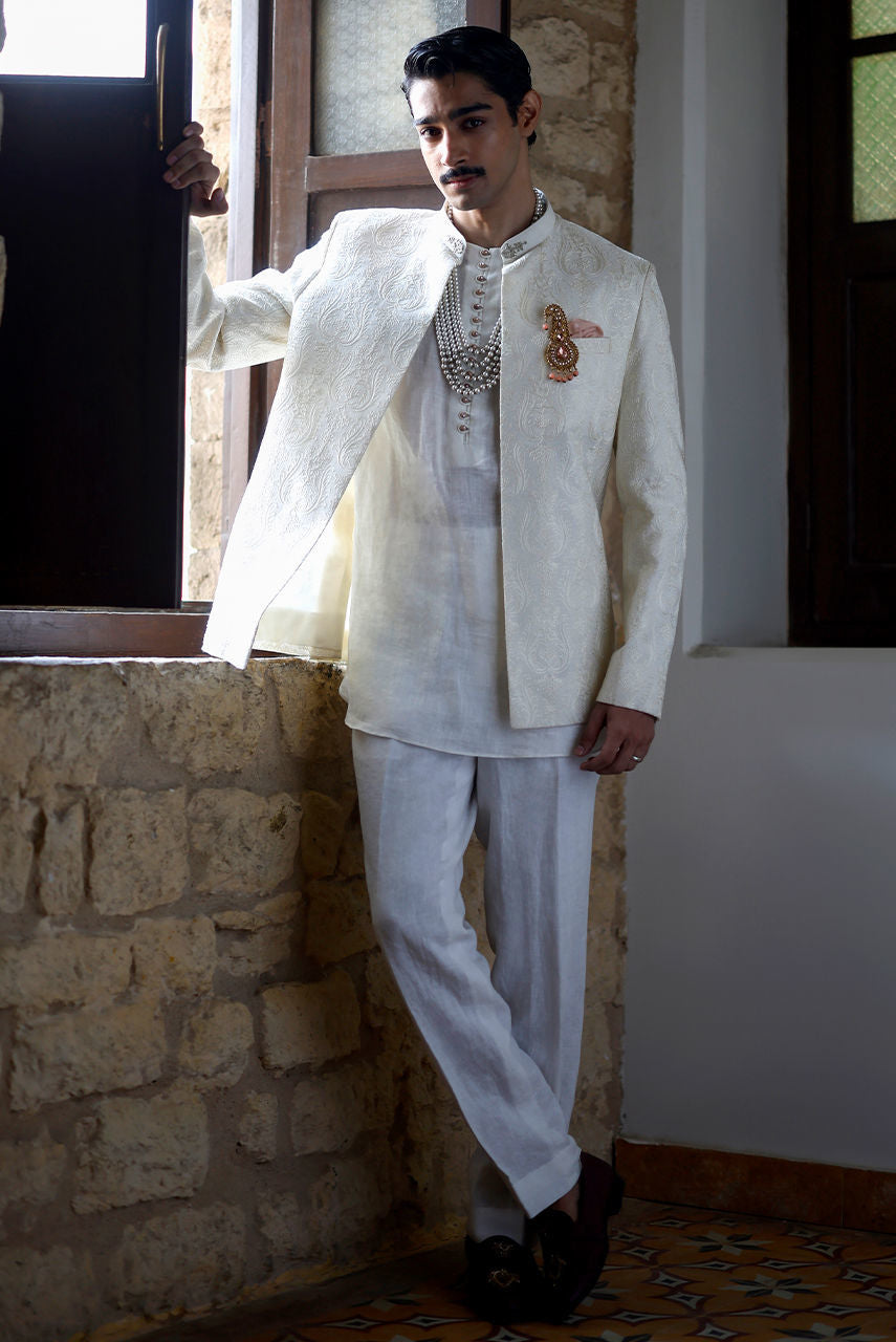 Pearl Regent – Ivory Embroidered Bandhgala