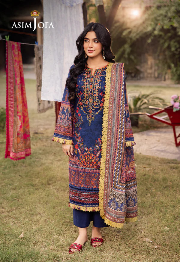 AJUBJ-08 PRINTED EMBROIDERED LAWN 3 PC