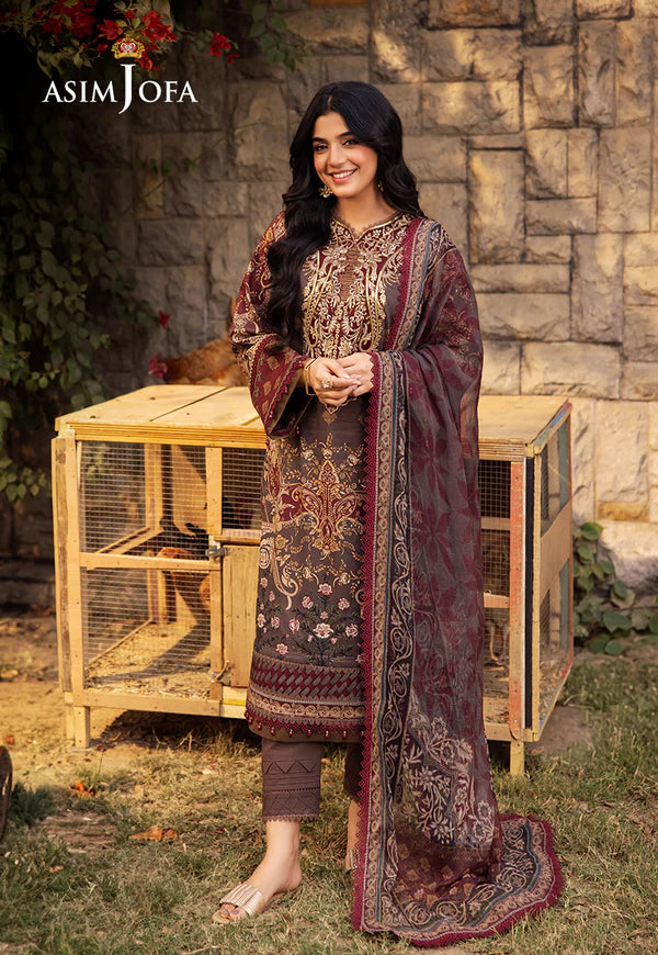 AJUBJ-01 PRINTED EMBROIDERED LAWN 3 PC