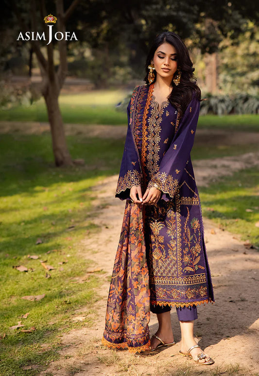 AJUBJ-15 PRINTED EMBROIDERED LAWN 3 PC