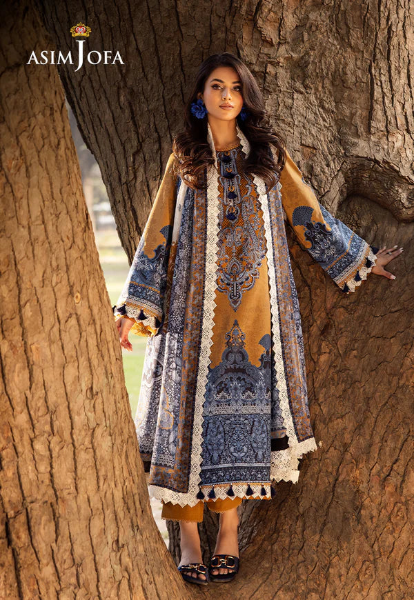 AJUBJ-10 PRINTED EMBROIDERED LAWN 3 PC