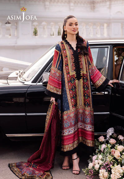 AJRS-05 PRINTED EMBROIDERED BLENDED SILK 3 PCS