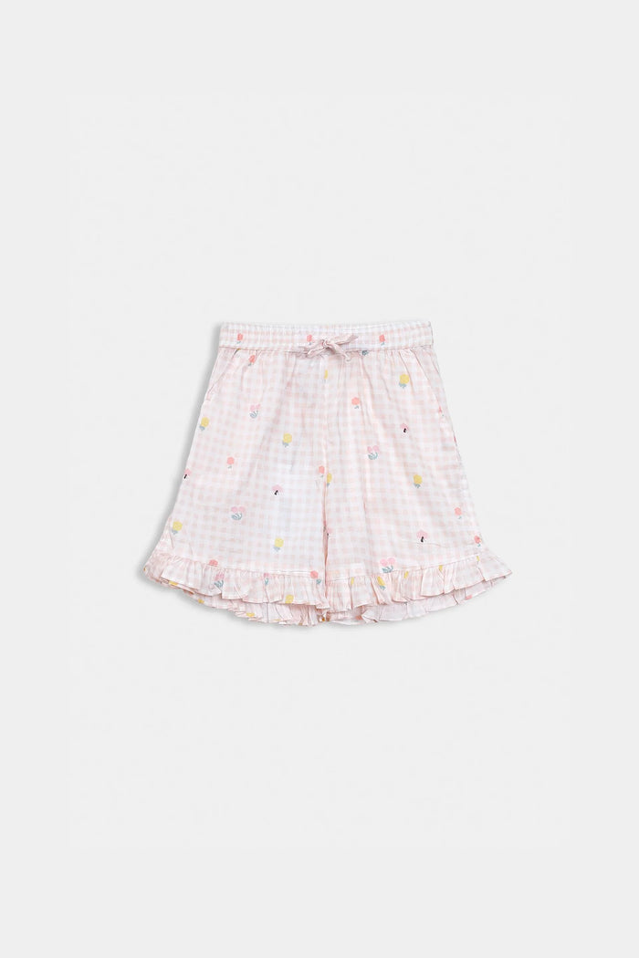 Peach Ruffle Collar Top & Shorts Co-ord Set