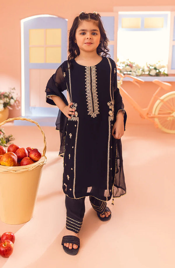 Stitched 3 Piece Formal Embroidered Chiffon Shirt , Raw Silk Pant and Cotton Net Dupatta