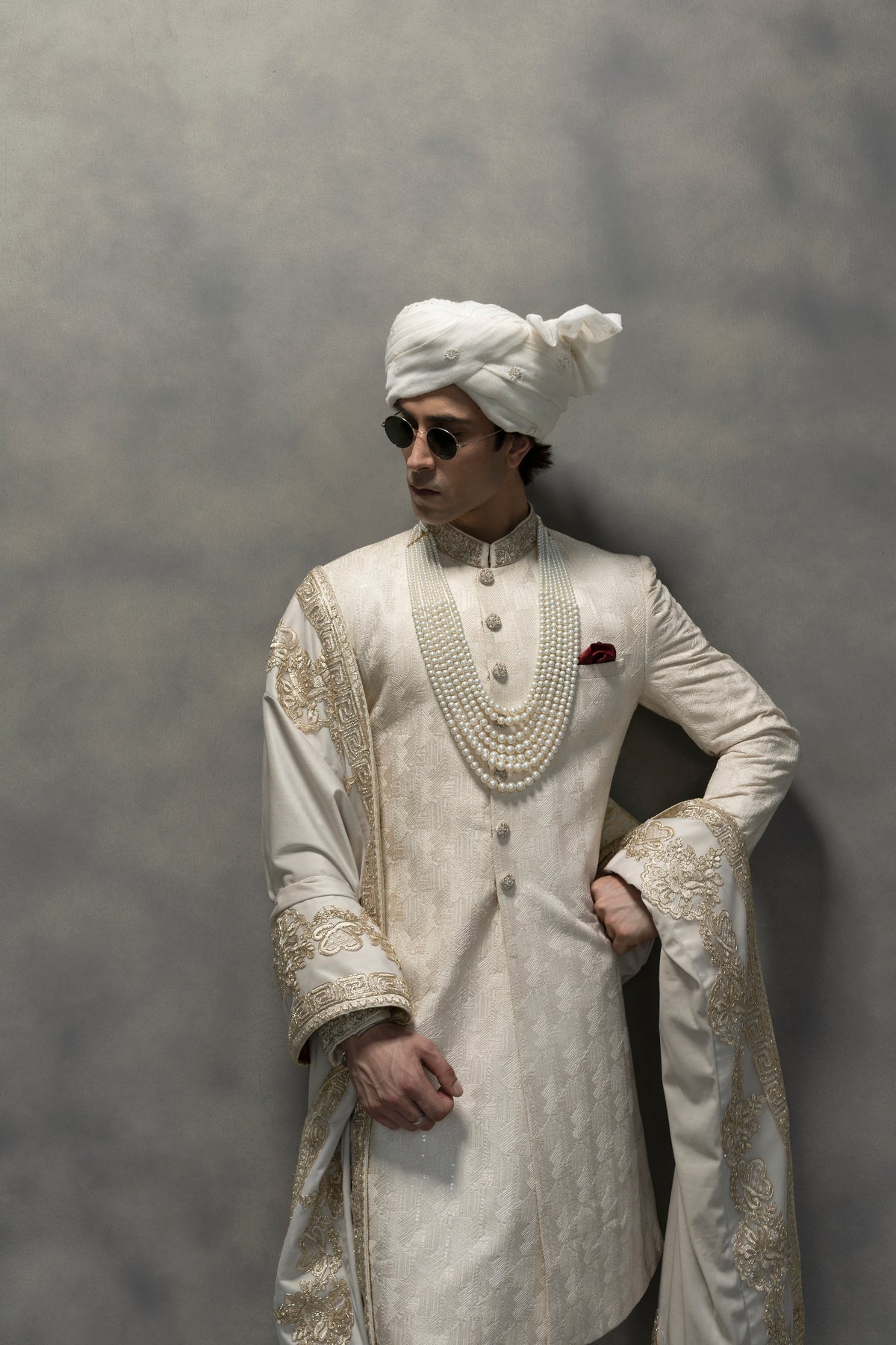 Regal Ivory Embroidered Sherwani