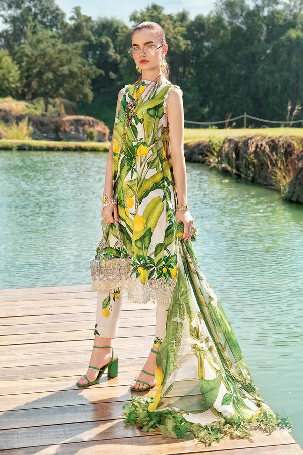 Whit Yellow Printed Lawn Suit