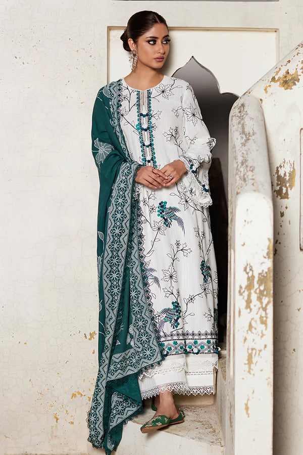 IVORY HARTLEY-3PC KHADDAR EMBROIDERED SUIT