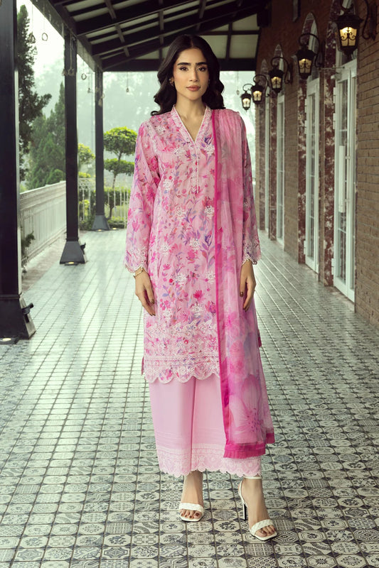 03 Piece  Printed Embroidered With Printed Chiffon Dupatta