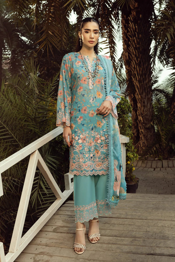 03 Piece  Printed Embroidered With Printed Chiffon Dupatta