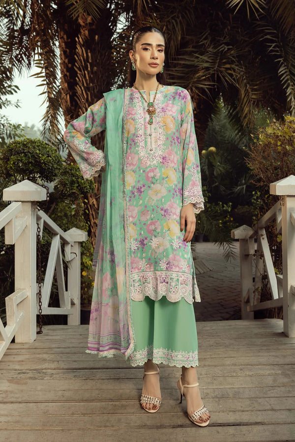 03 Piece  Printed Embroidered With Printed Chiffon Dupatta