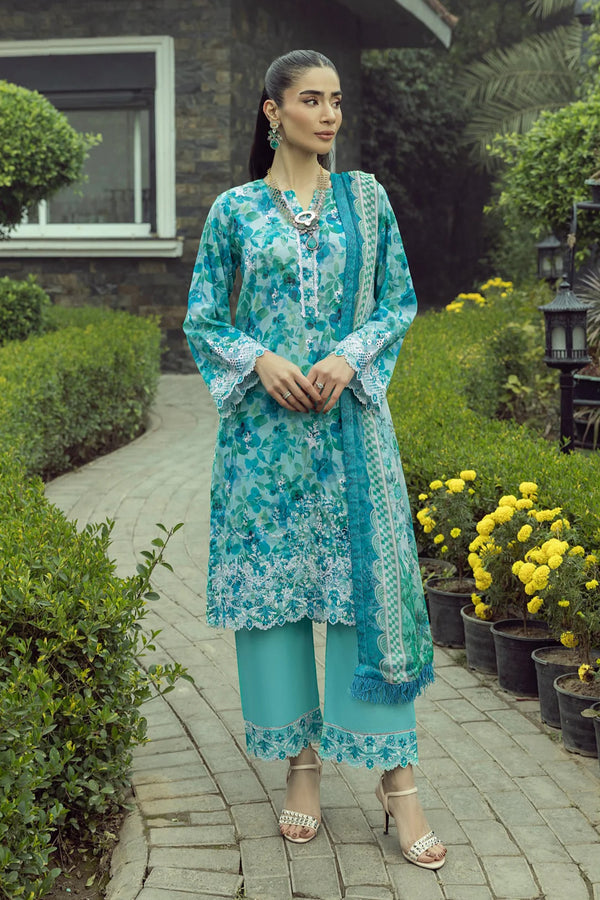 03 Piece Printed Embroidered With Printed Chiffon Dupatta