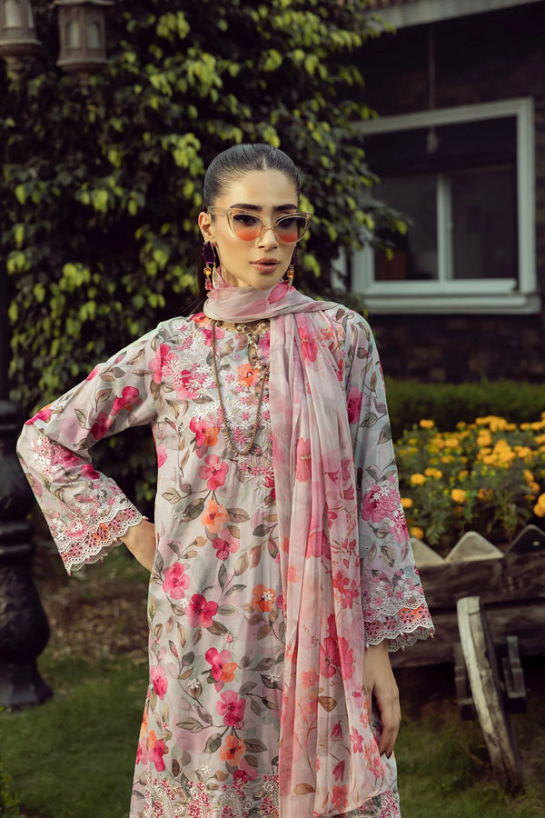 03 Piece Printed Embroidered With Printed Chiffon Dupatta