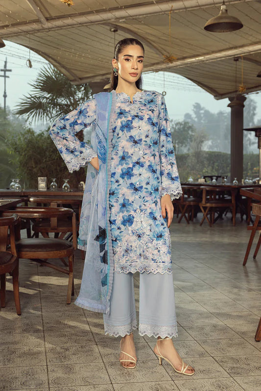 03 Piece  Printed Embroidered With Printed Chiffon Dupatta