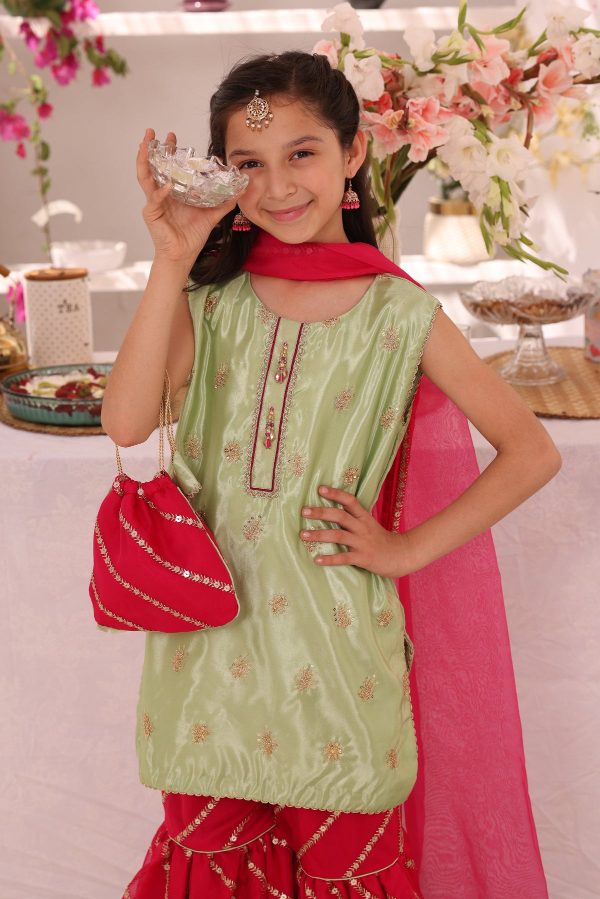 Embroidered Cotton Silk & Organza Gharara Suit