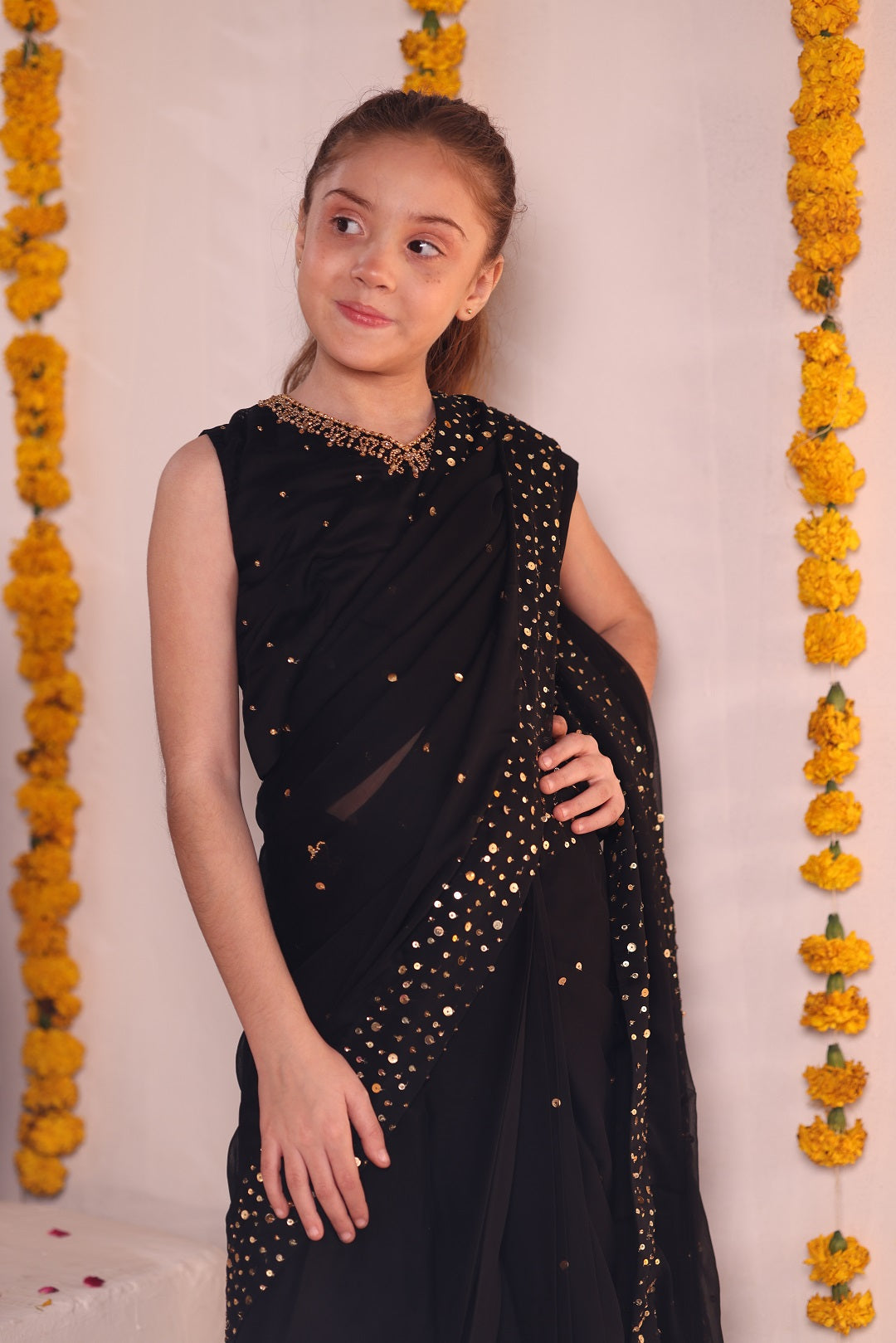 Sequins Work Chiffon Saree