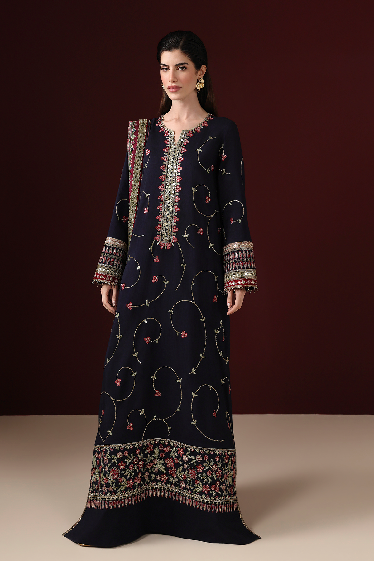 Embroidered Raw Silk UR-7087 - Jazmin