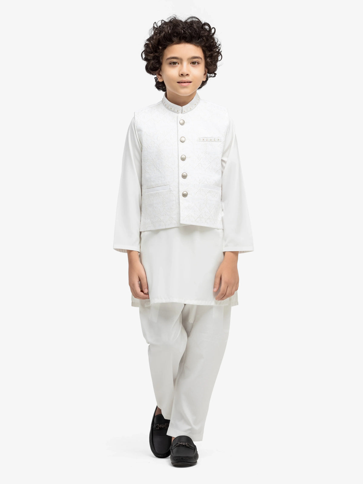 Embroidered Cotton Waistcoat Suit - Ebtwcsc5-027