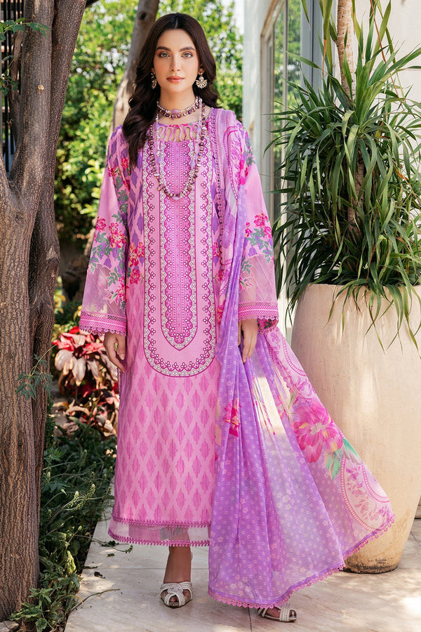 3-PC Unstitched Printed Lawn Shirt with Chiffon Dupatta and Trouser CP4-44