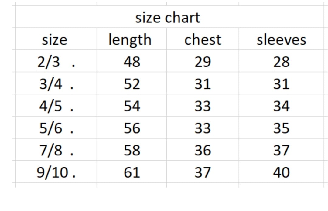 Size Chart