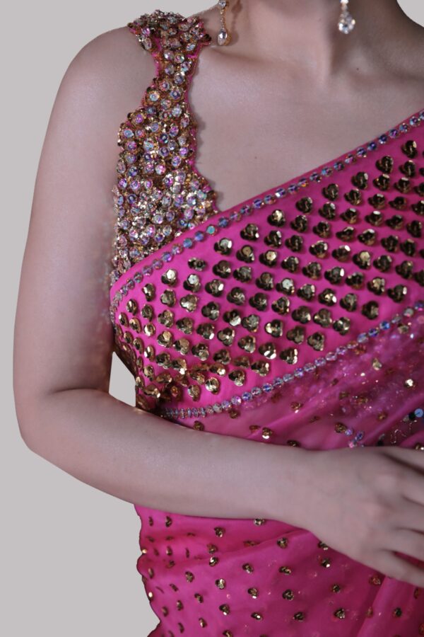 Diva Pink Embellished Organza Sari