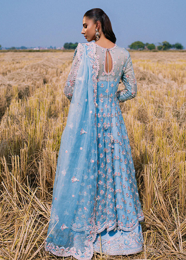 Sky Blue Lehenga and Gown Pakistani Bridal Dress