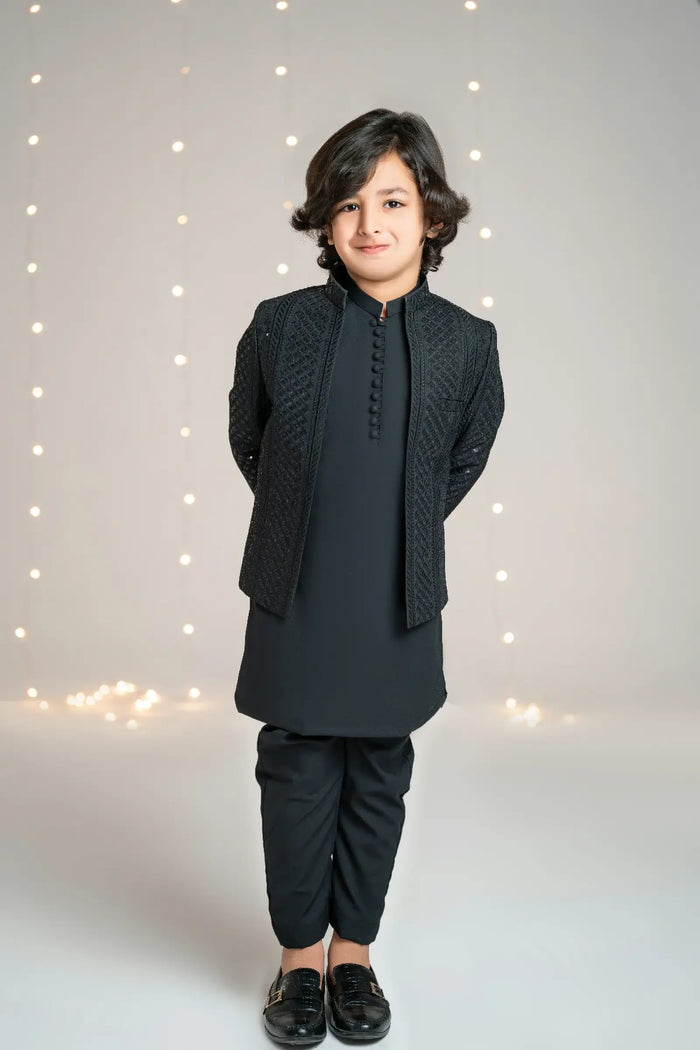 Prince Coat Open Black Sequence