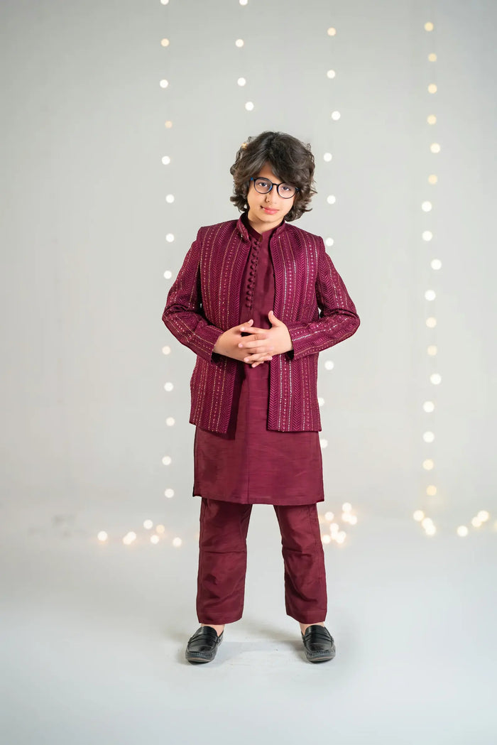 Open Prince Coat Bra Pata Maroon