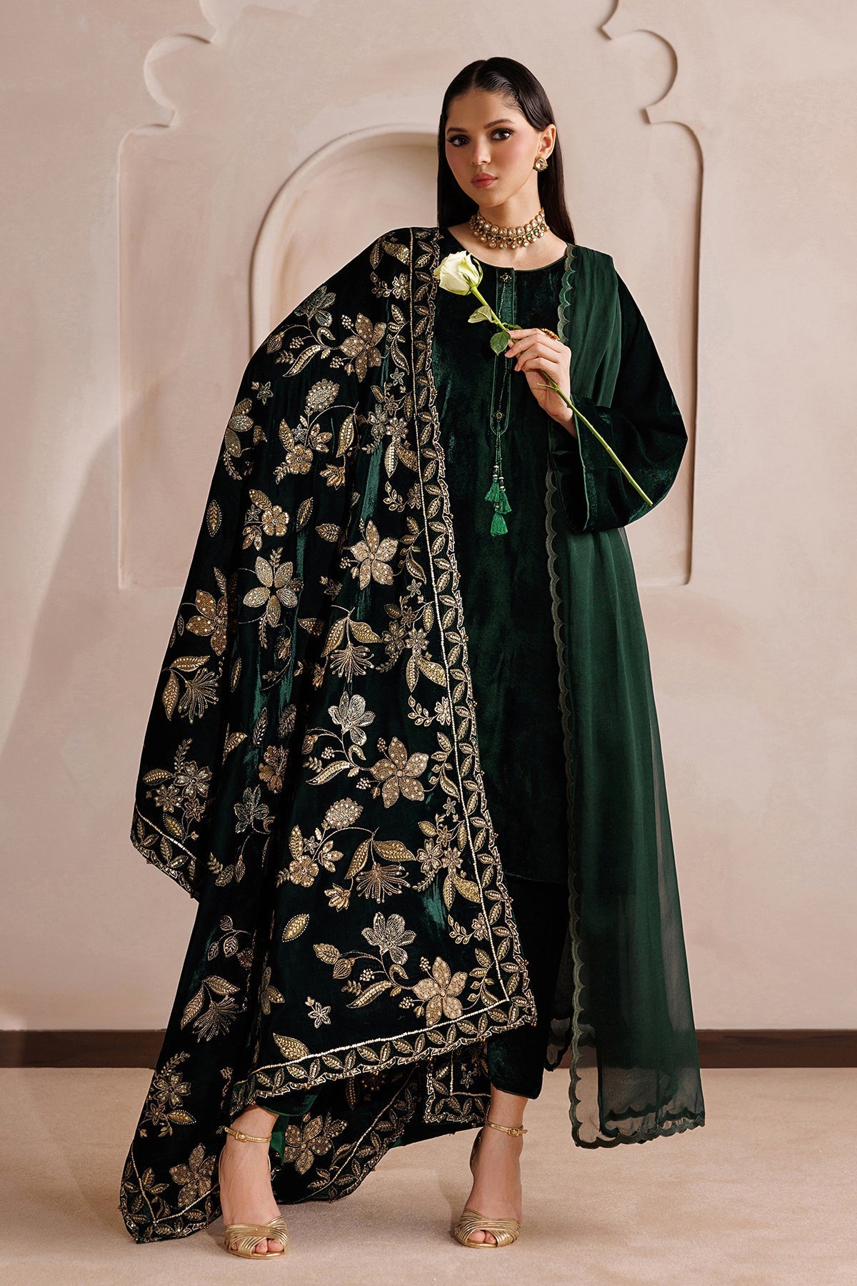 Embroidered Velvet Shawl VS-65